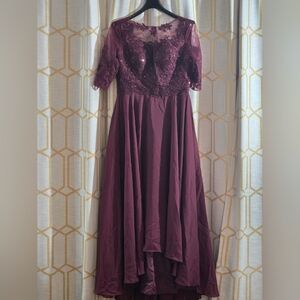 SHEIN Burgundy Lace High Low Dress